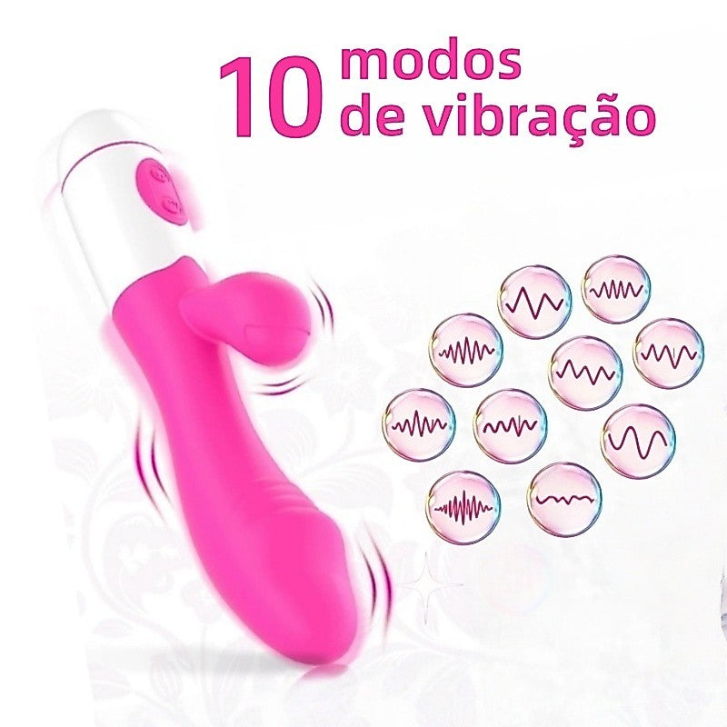 Double Vibrador feminino recarregável for Women 12 modos de vibração Estimulador Clitorniano