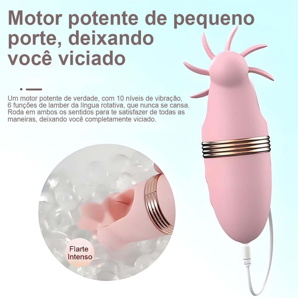 Vibrador Feminino com Sucção e Língua 10 Modos Vibração Dupla USB Recarregável Silencioso Silicone