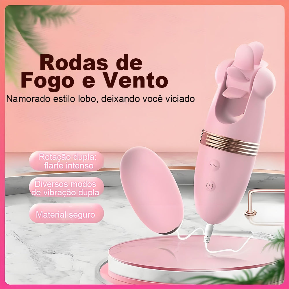 Vibrador Feminino com Sucção e Língua 10 Modos Vibração Dupla USB Recarregável Silencioso Silicone