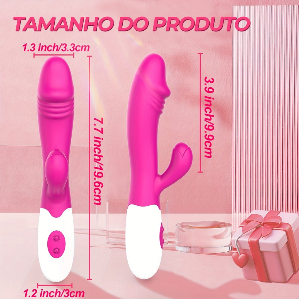 Double Vibrador feminino recarregável for Women 12 modos de vibração Estimulador Clitorniano