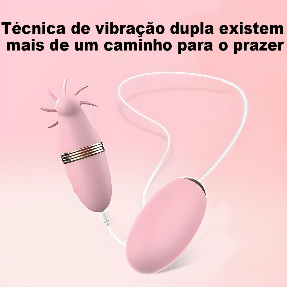 Vibrador Feminino com Sucção e Língua 10 Modos Vibração Dupla USB Recarregável Silencioso Silicone