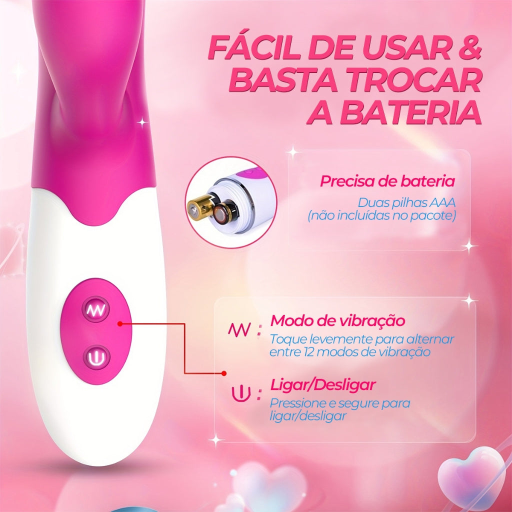 Double Vibrador feminino recarregável for Women 12 modos de vibração Estimulador Clitorniano
